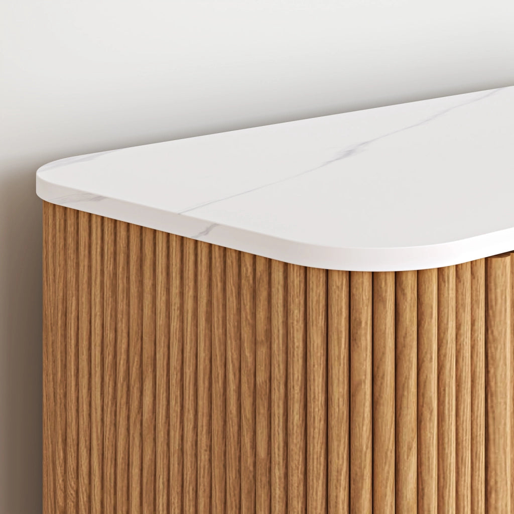 Cassettiera Kokunse Comò a 6 Cassetti 120x42x78 cm Effetto Rovere / Effetto Marmo Bianco [en.casa]