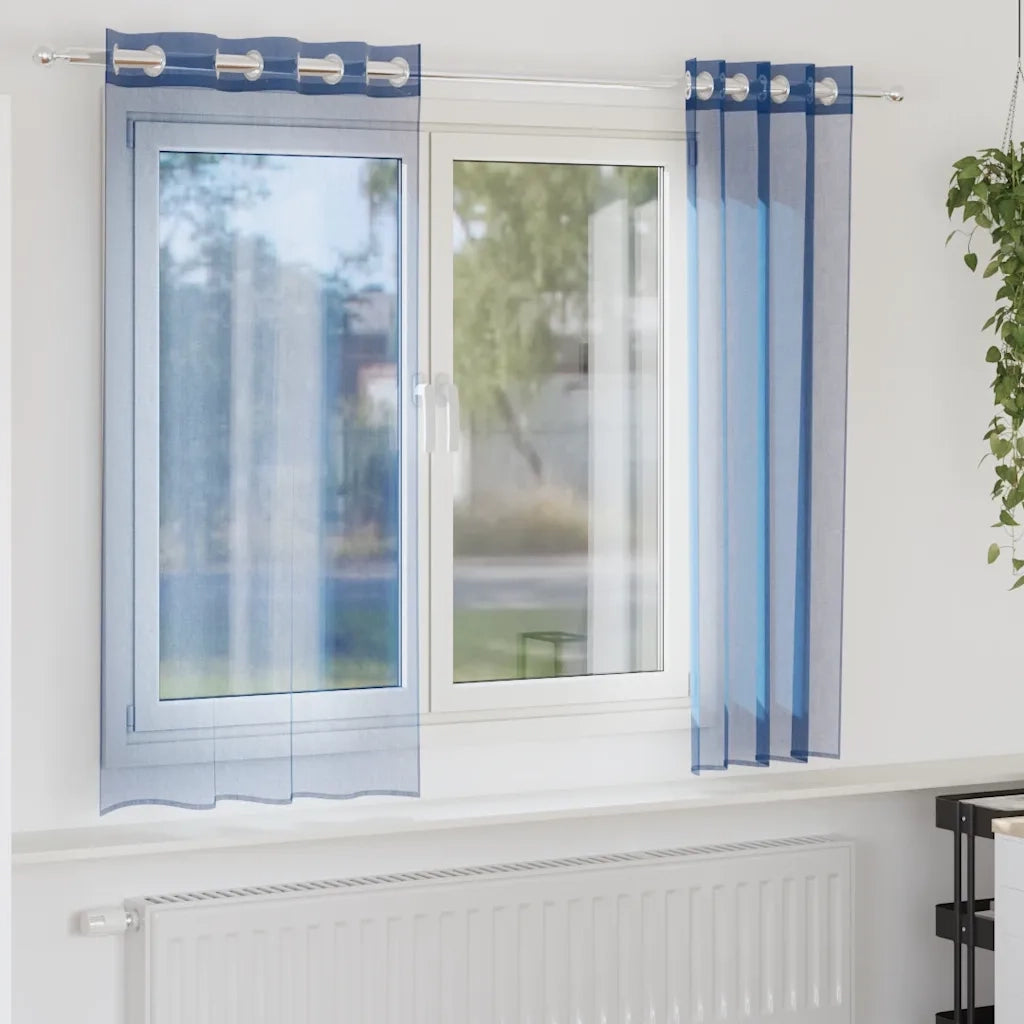 Tende in Voile con Occhielli 2 pz Blu Reale