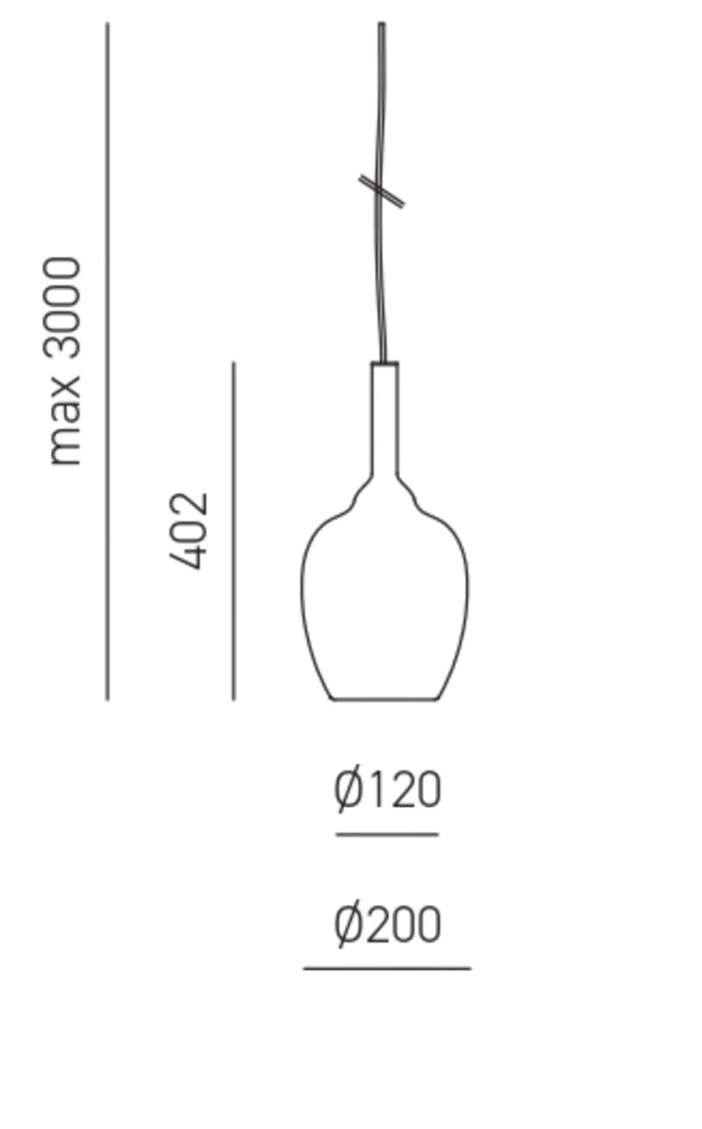 Ofelia S/10 Lampada a Sospensione in Vetro Borosilicato Ambra Trasparente con Attacco E27 e Cavo 3 metri per Interni - Gealuce