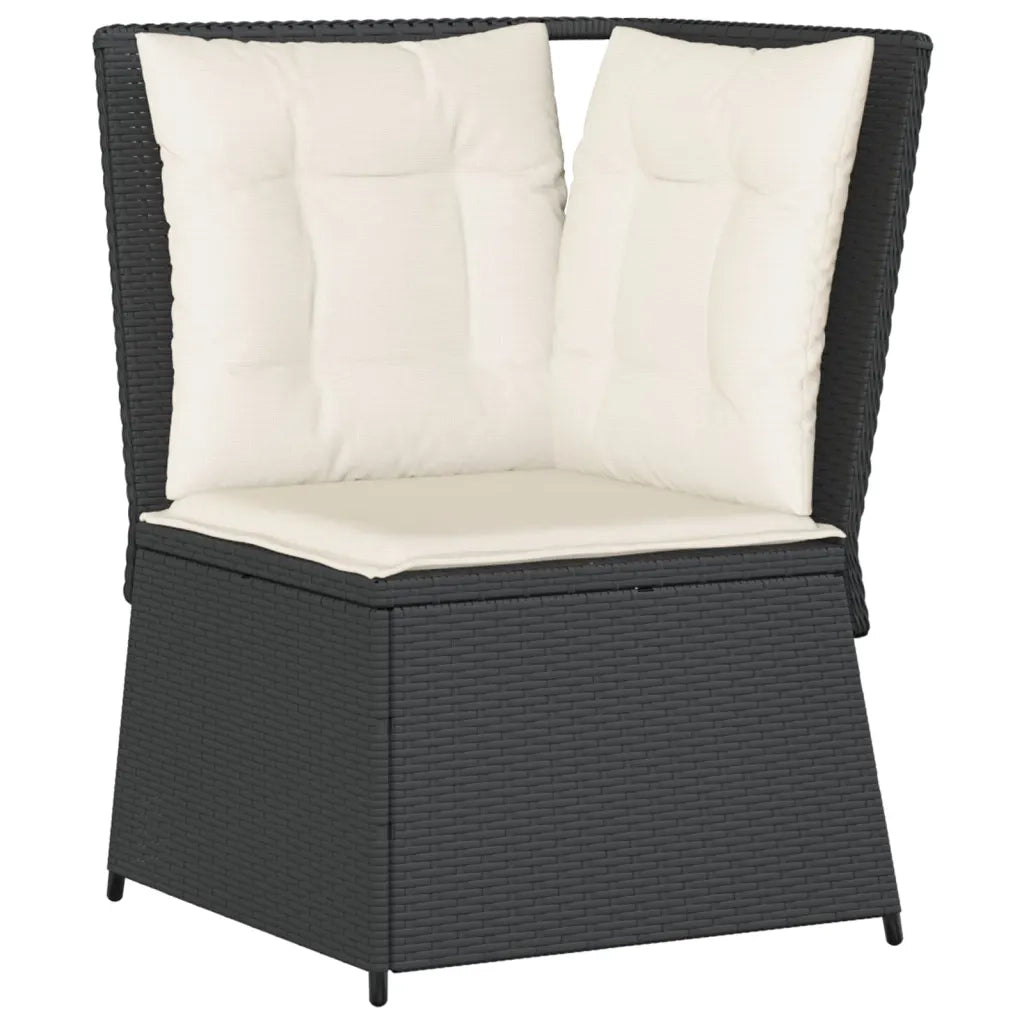 Set Divani da Giardino 5 pz con Cuscini Nero in Polyrattan 3262615