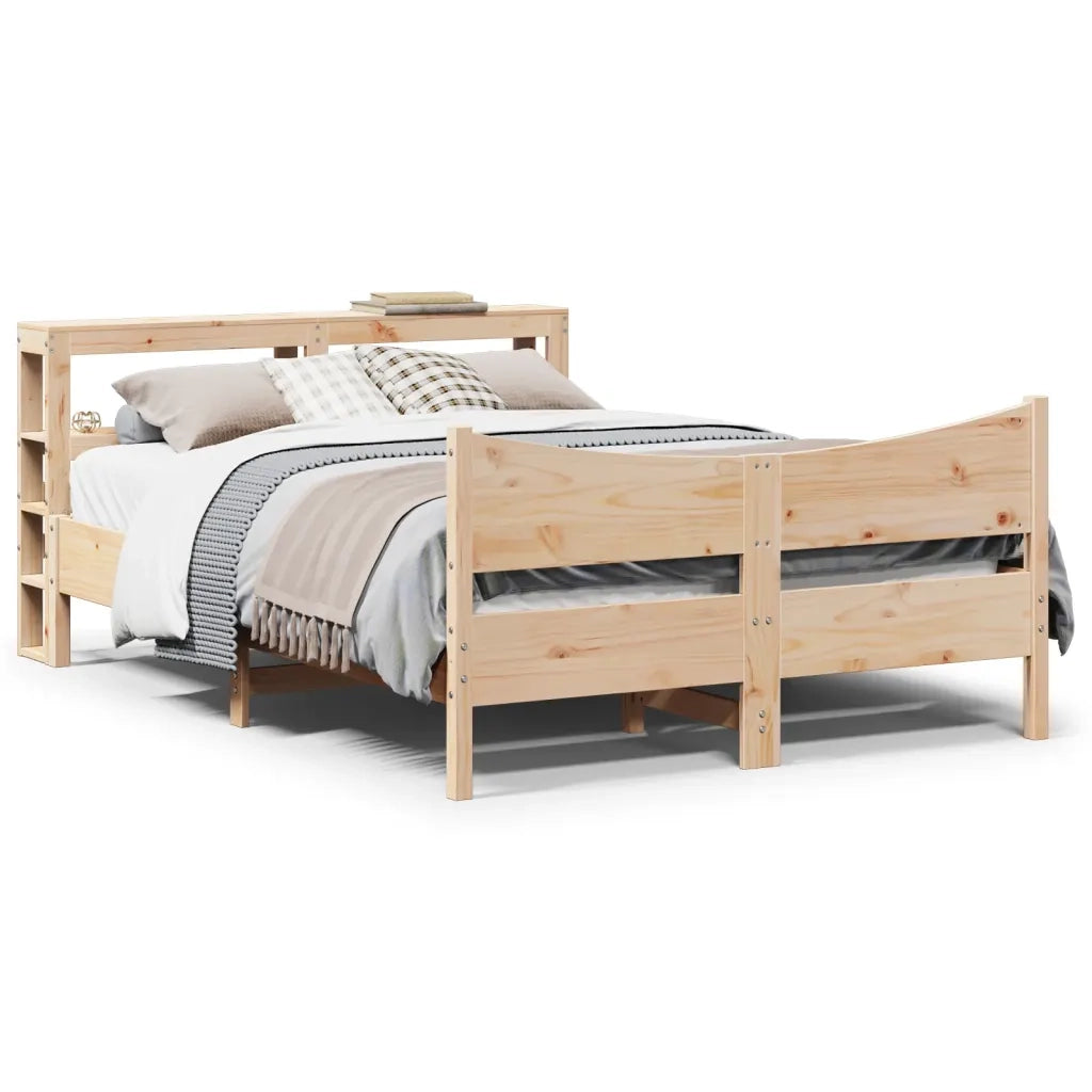 Letto matrimoniale | Letto per adulti | Giroletto con Testiera 160x200 cm in Legno Massello di Pino