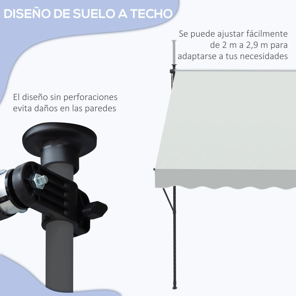 Tenda da Sole Retrattile Manuale 300x175x210-310 cm con Manovella Protezione UV40+ ¨C Xylo ¨C Crema