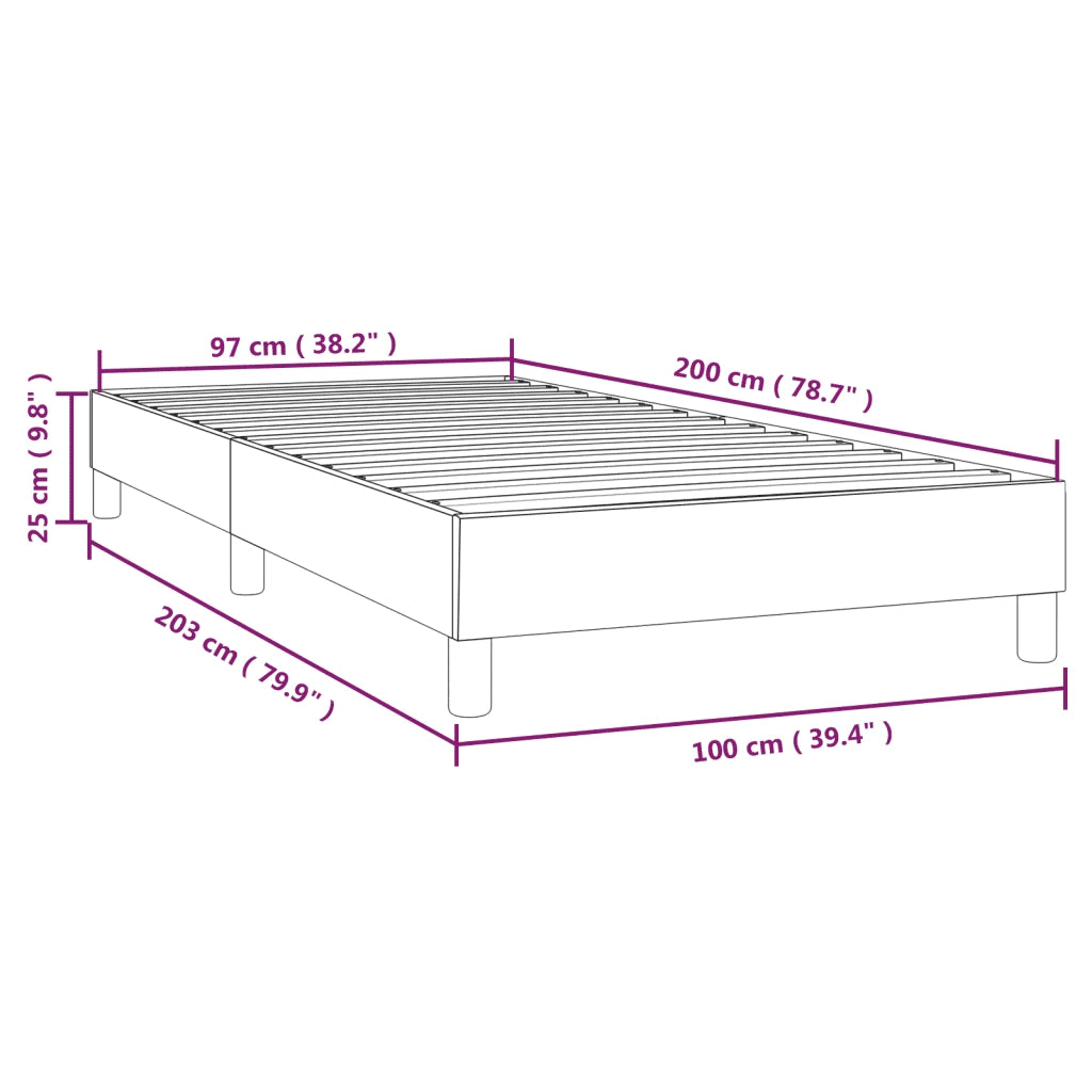 Struttura Letto a Rete a Molle Nero 100x200 cm in Tessuto 3120494