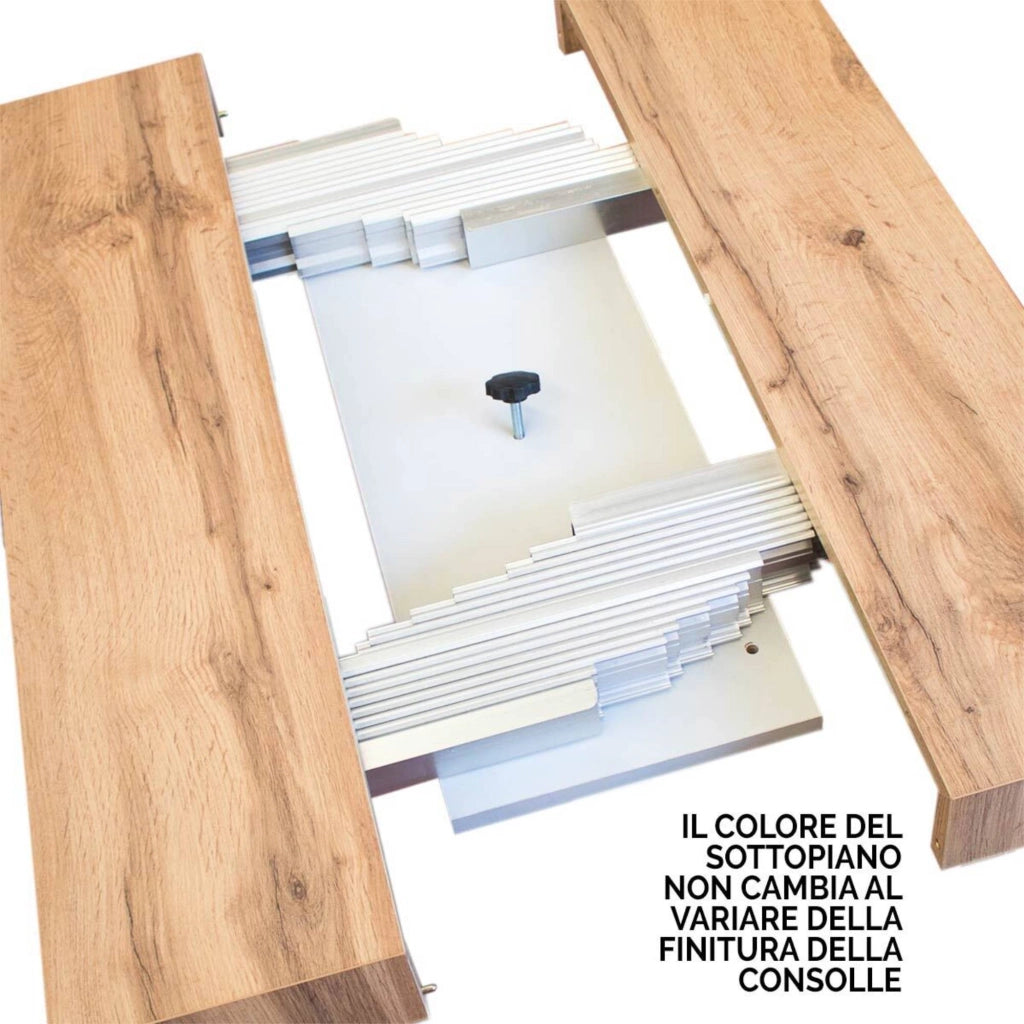 Consolle Allungabile 90-300x40x77 cm Saki Evolution Cemento Gambe Bianche