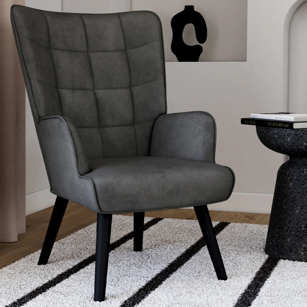 IDMarket - Poltrona scandinava in velluto grigio ANIA
