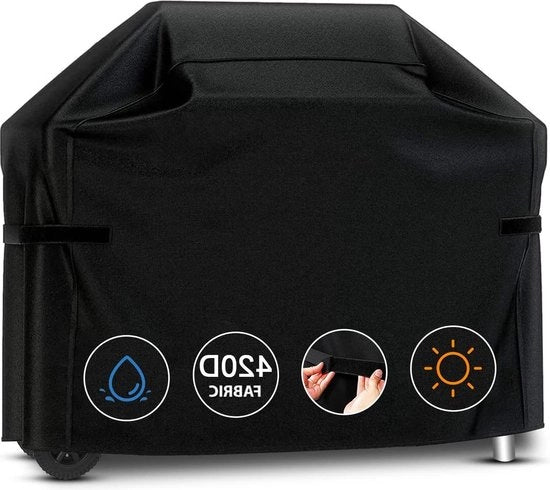 Copertura per griglia a gas grande 183x66x130cm - impermeabile - con cinturino - resistente al vento - resistente ai raggi UV - resistente ai graffi - nero