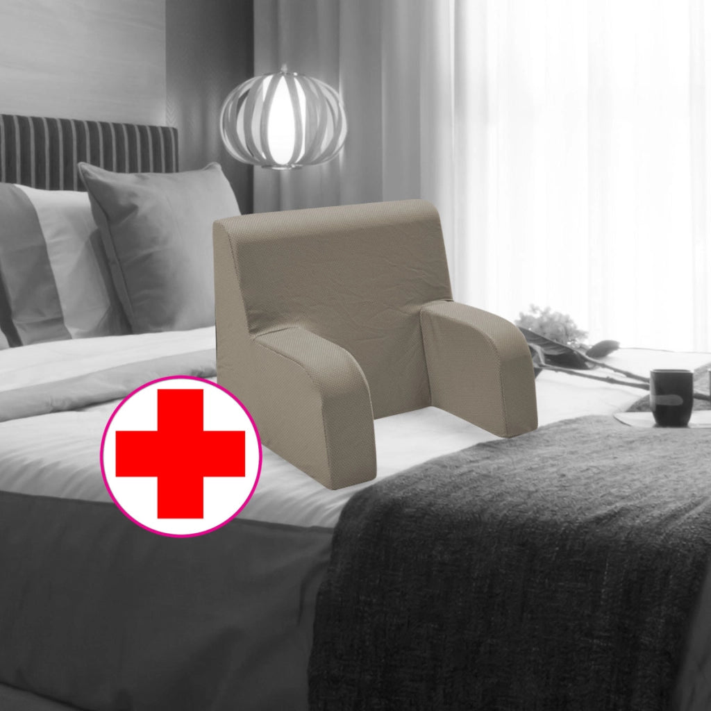 Poltrona comodone, schienale ortopedico o poltrona sanitaria con tessuto sfoderabile e lavabile. Poltrona da letto per anziani o allattamento. Poggia schiena letto
