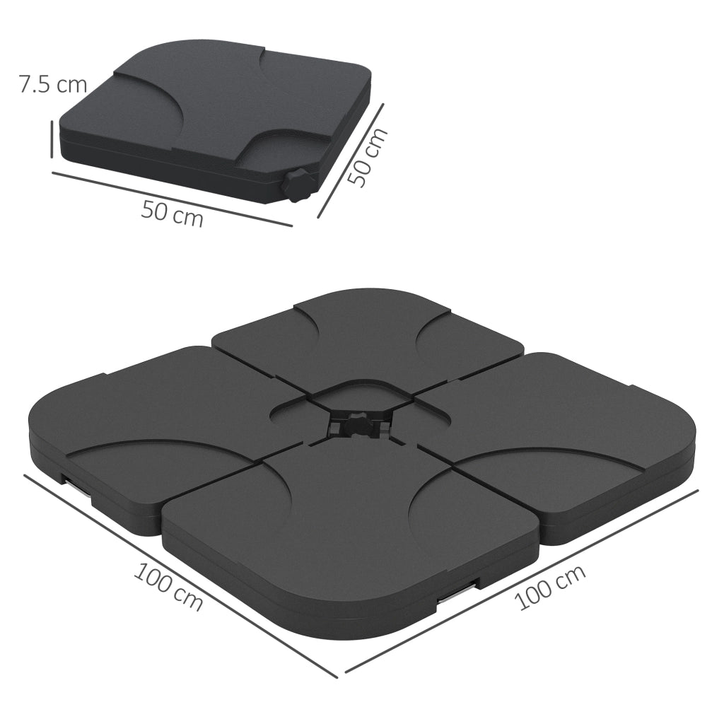 Set 4 Pezzi Base per Ombrellone da Giardino in Plastica ¨C Minimal ¨C 50x50x7.5 cm