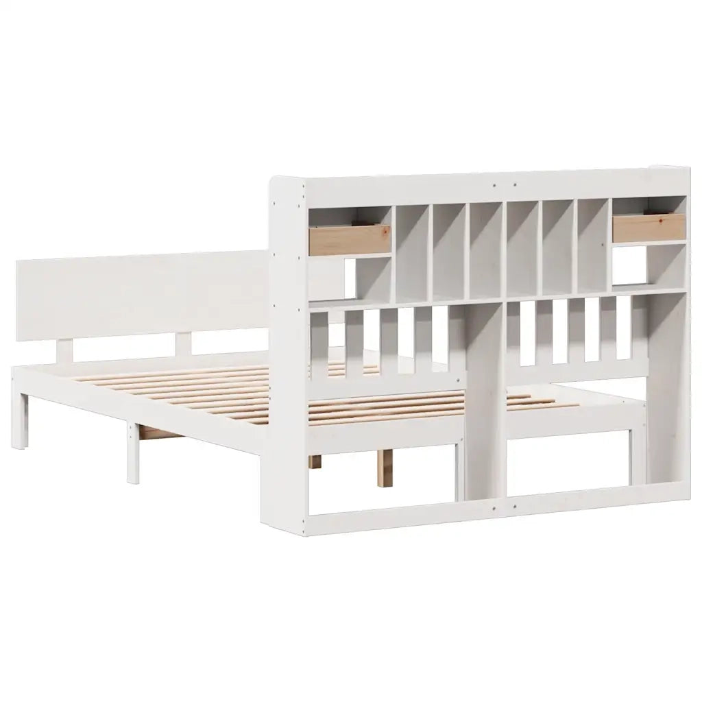 Letto matrimoniale | Letto per adulti | Letto Libreria senza Materasso Bianco 140x200 cm Legno di Pino