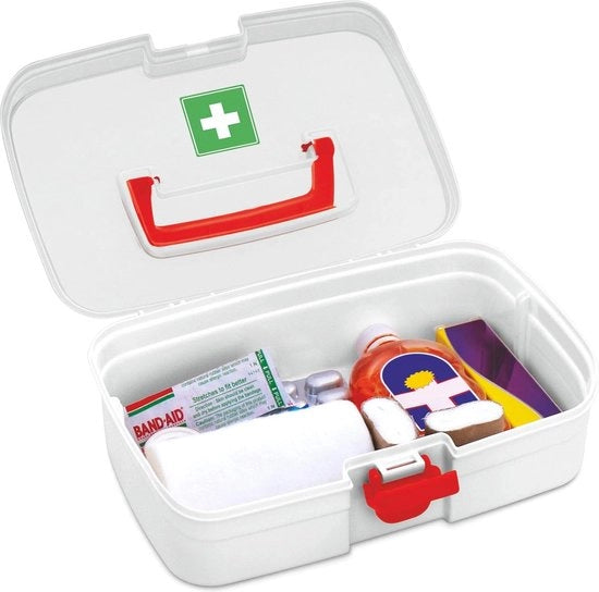 Necessario per emergenze mediche per la famiglia, con maniglia portatile, tavolo rimovibile, contenitore trasparente composto da una sola unità, multifunzionale, con maniglia, per uso domestico.