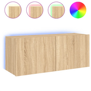 Mobile TV a Parete | Armadietto TV | Mobile Porta TV con Luci LED Rovere Sonoma 100x35x41 cm