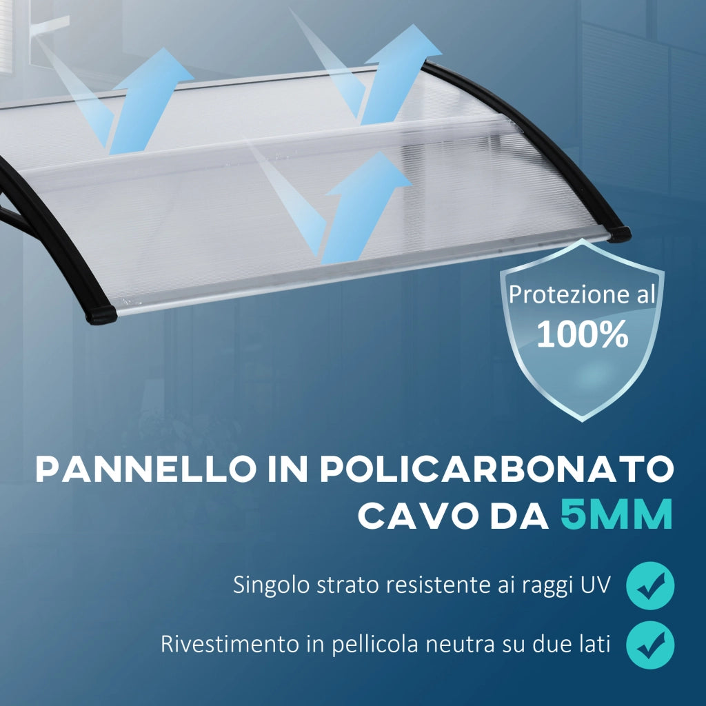 Pensilina Policarbonato ¨C Xylo ¨C Trasparente 110x60x18cm Alluminio Esterno Porte Finestre