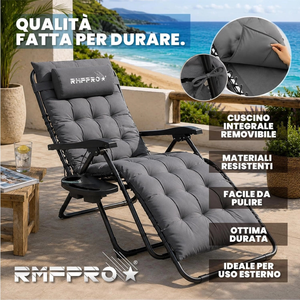 RMF PRO Sdraio da Giardino Pieghevole GRIGIA