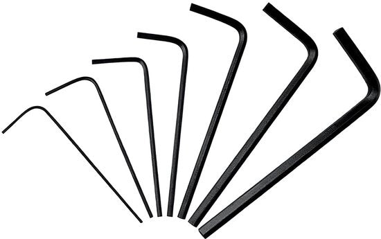 Set di chiavi ingessate a 7 pezzi - Chiavi a sei facce miniatura - Acciaio al carbonio - Per la riparazione di biciclette - Installazione di mobili - Manopole lunghe e corte - Chiavi ingessate