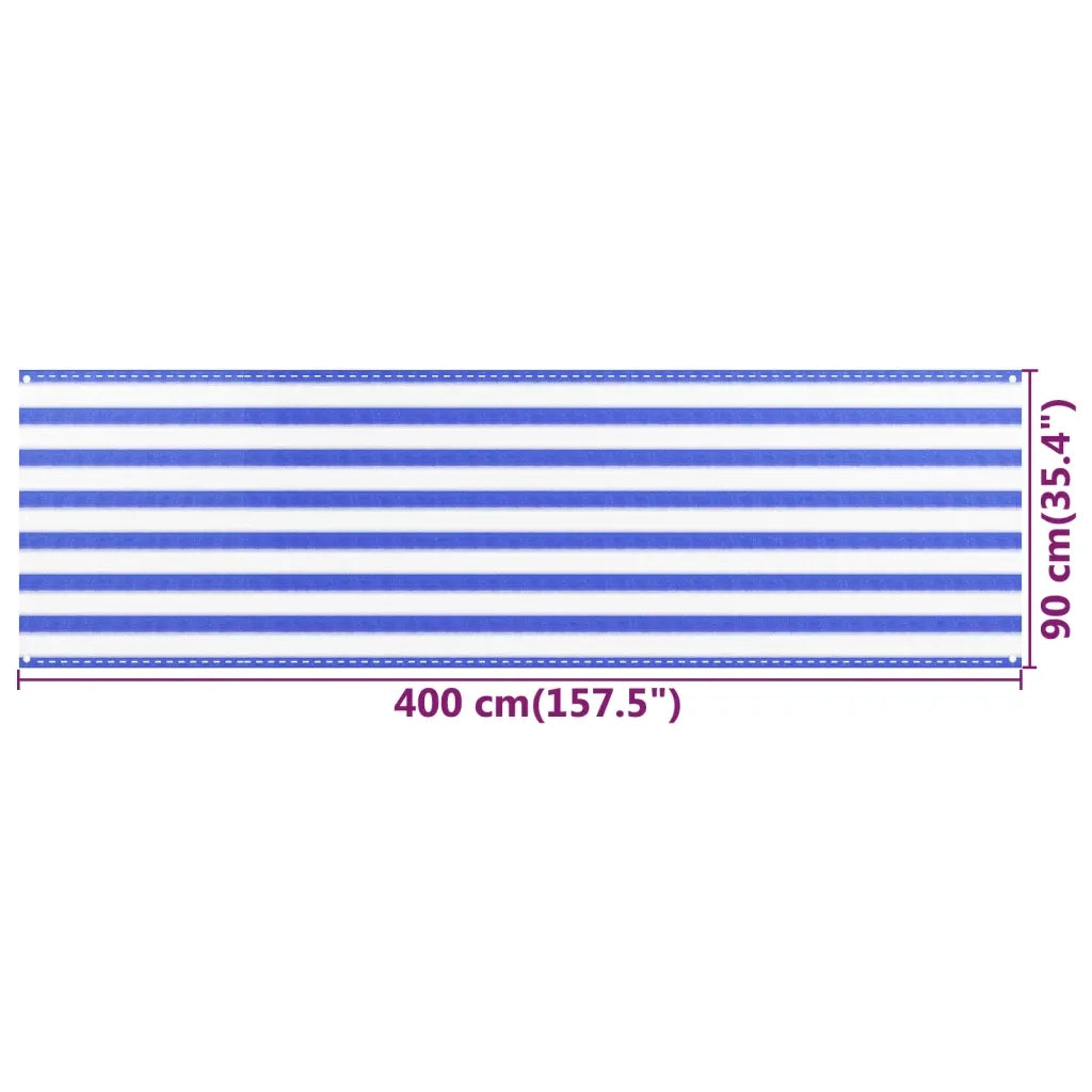 Schermo da balcone | Paravento da Balcone Blu e Bianco 90x400 cm in HDPE