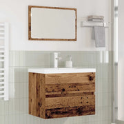 Set di mobili per il bagno con cassetto 3 pcs Legno vecchio