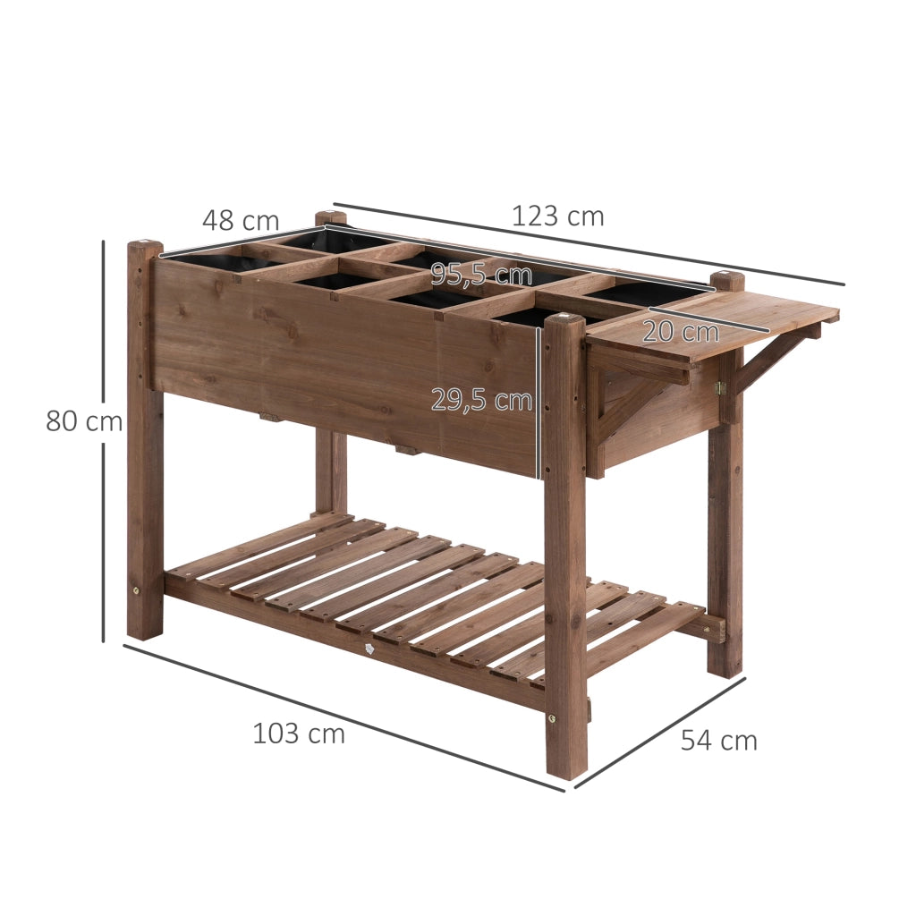 Tavolo da orto con ripiani e 8 scomparti ¨C Minimal ¨C 123x54x80 cm Marrone