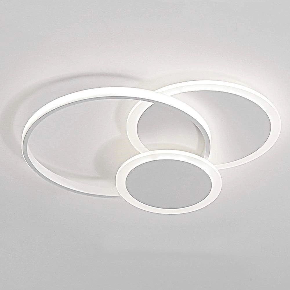 Trade Shop - Plafoniera Luce Fredda Led Cerchi 38w Lampadario A Soffitto Bianco Moderno 50026 -