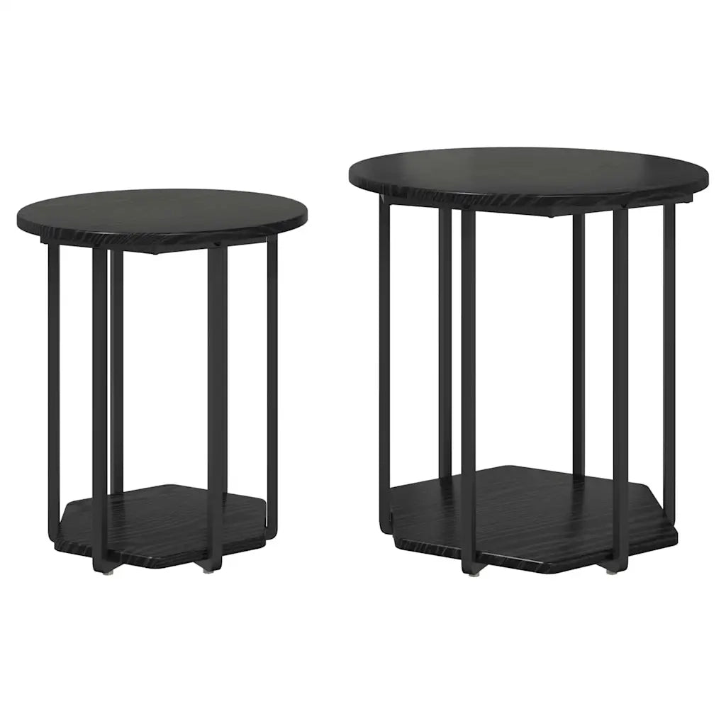 Set tavolini con lo scaffale 2 pcs Rovere Nero 869714