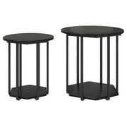Set tavolini con lo scaffale 2 pcs Rovere Nero 869714