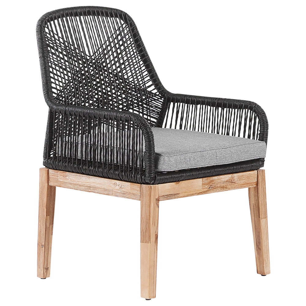 Set da pranzo da giardino con 6 sedie Grigio e nero Legno chiaro Cemento Acacia 190 x 100 cm Mobili da giardino
