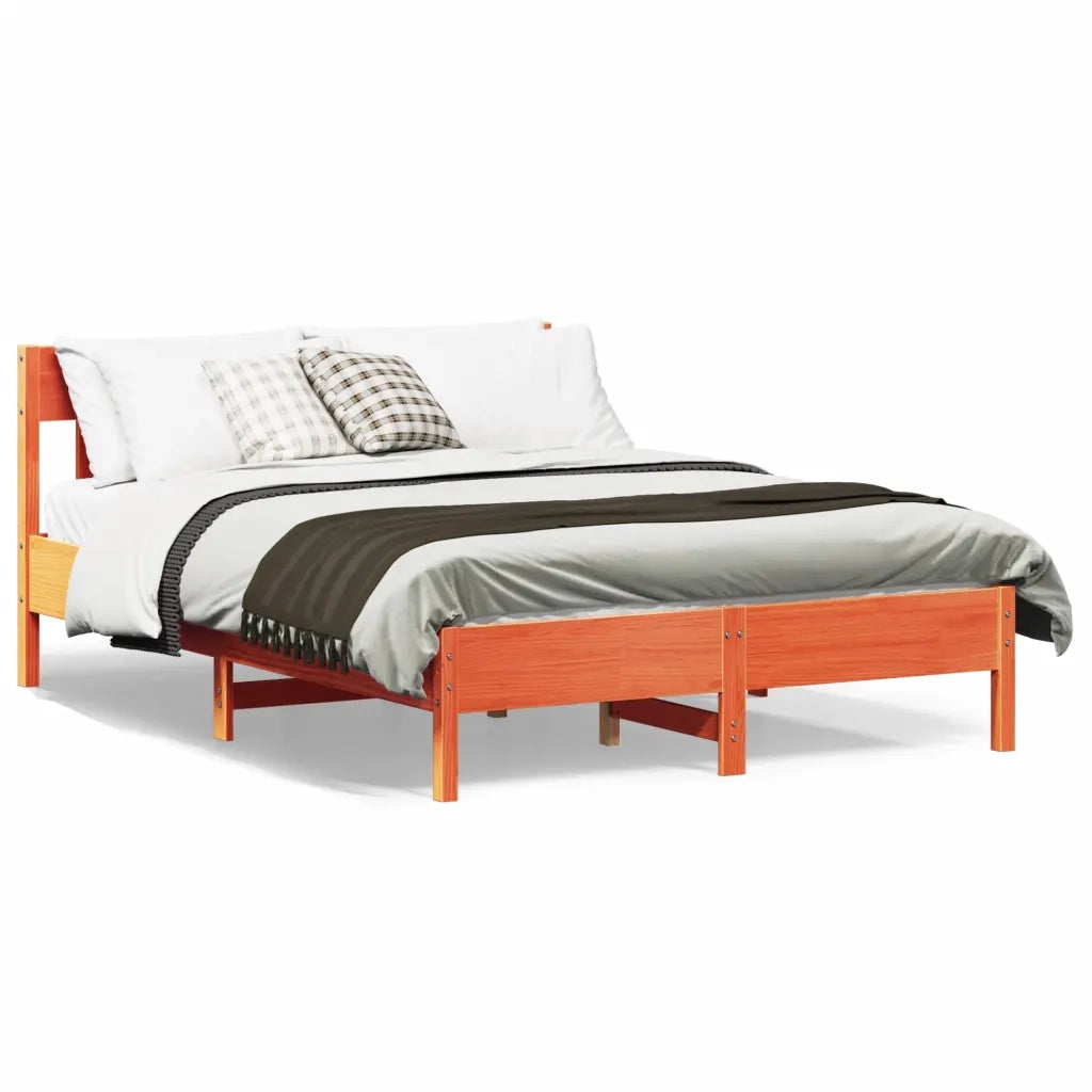 Letto matrimoniale | Letto per adulti | Letto senza Materasso Marrone Cera 120x200 cm in Legno di Pino