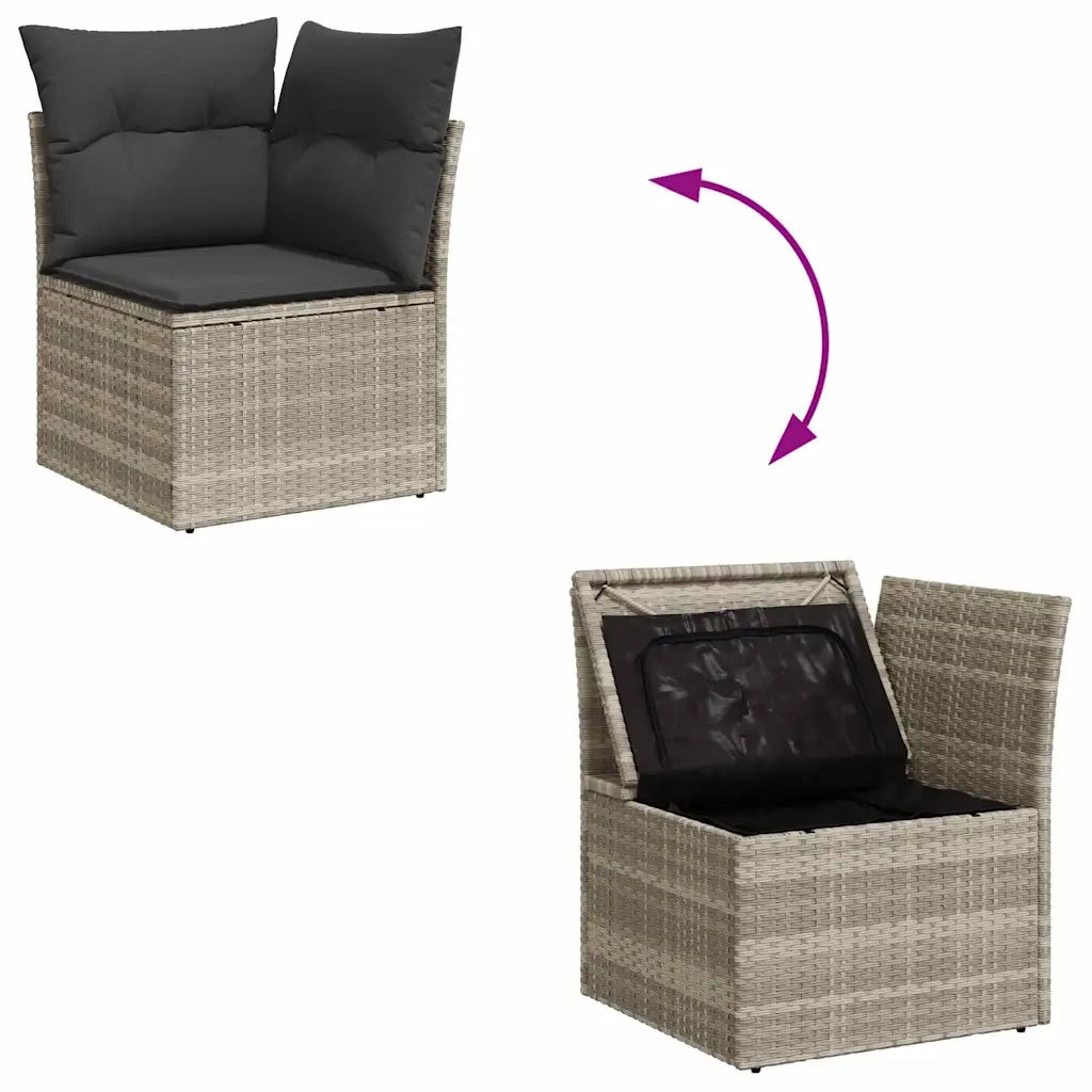 Set Divano da Giardino 9 pcs Grigio chiaro Poly Rattan 3357045
