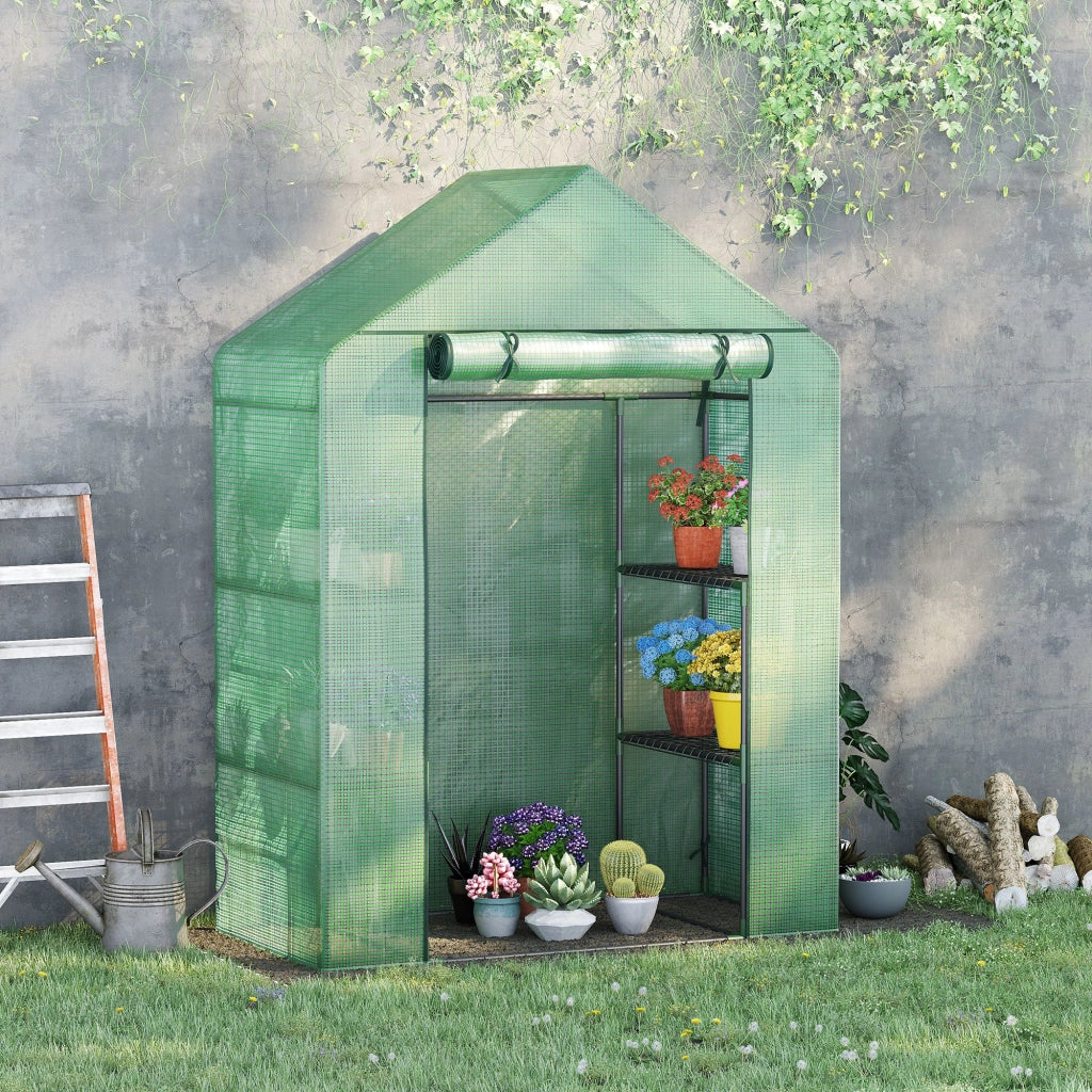 Serra da Giardino ¨C Xylo ¨C 141x72x191 cm Verde con 4 Ripiani Acciaio PE 140g/m2