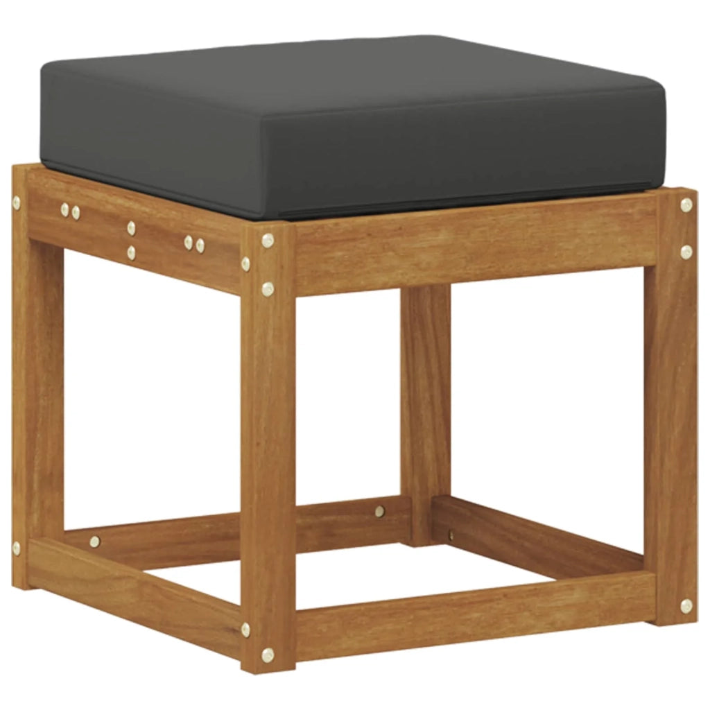 Panca Sgabello con cuscino Naturale e Antracite 43 x 43 x 37 cm 900660