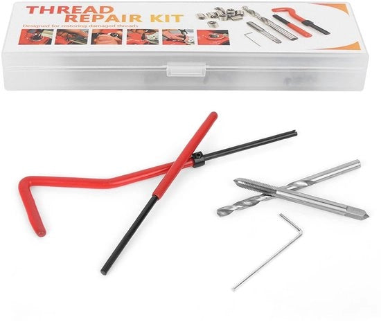 Kit di riparazione a filo da 25 pezzi - Sostenibile - Cassa di archiviazione - Maniglia a vite - Leghe non ferrose - Alta qualità - Set di riparazione