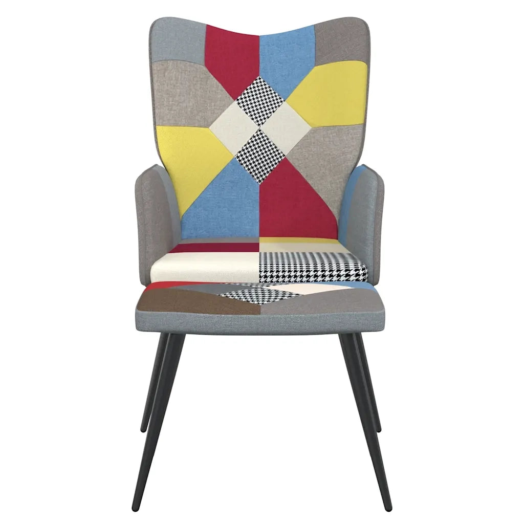 Poltrona Relax con Poggiapiedi in Tessuto Patchwork 328186