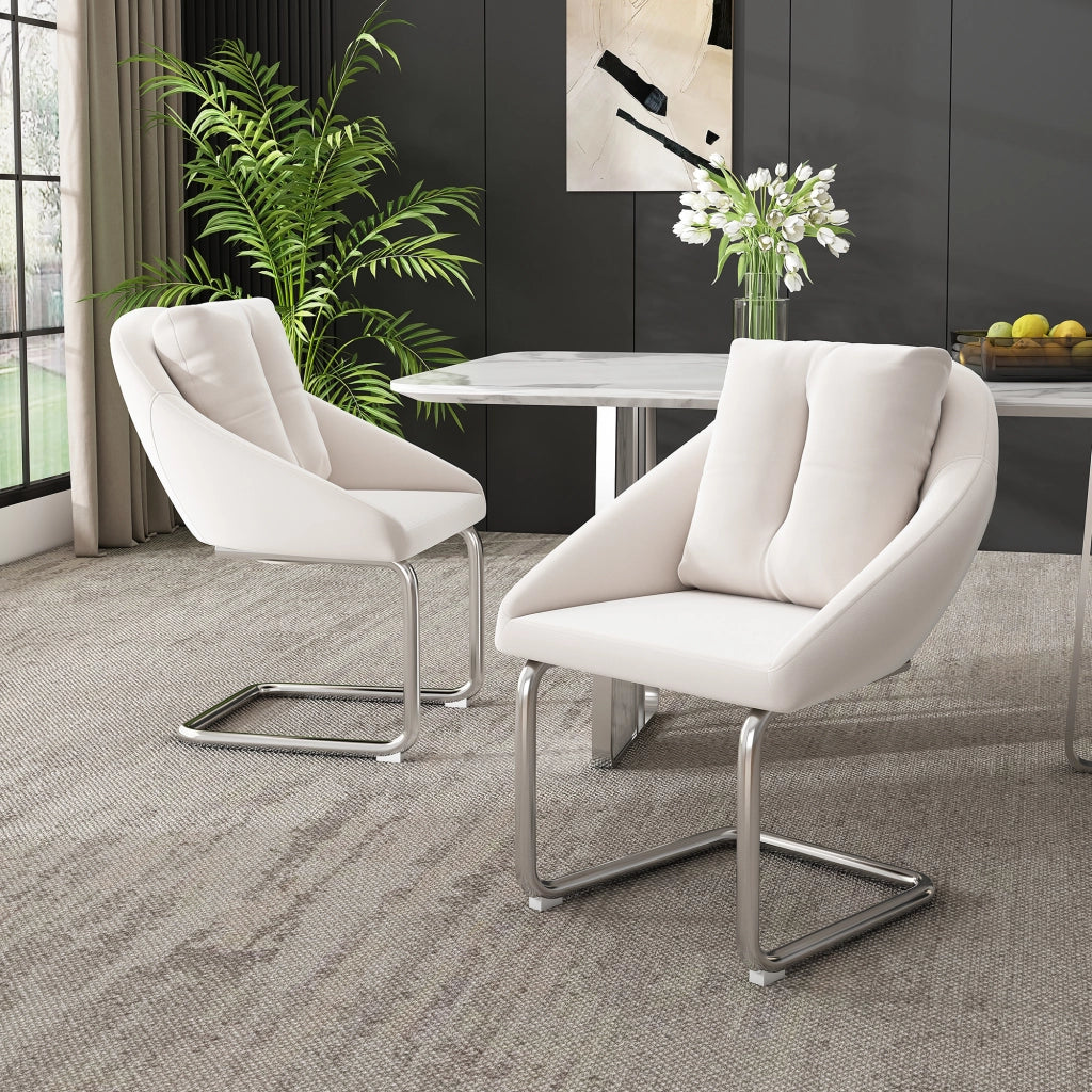 Sedia da Pranzo Girevole in Velluto con Cuscino, Set 6 Pezzi ¨C MINIMAL ¨C Beige