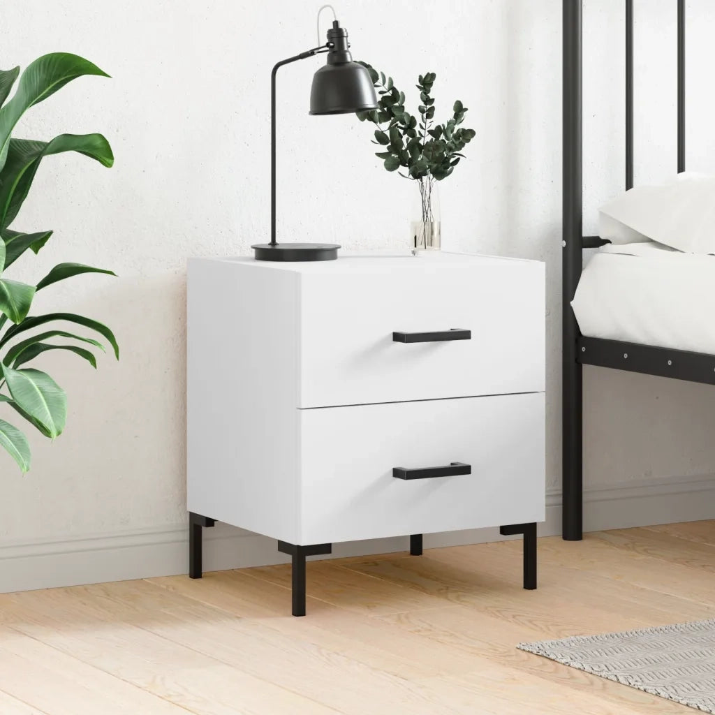 Comodino | Armadio da Notte | Mobiletto da notte Bianco 40x35x47,5 cm in Legno Multistrato