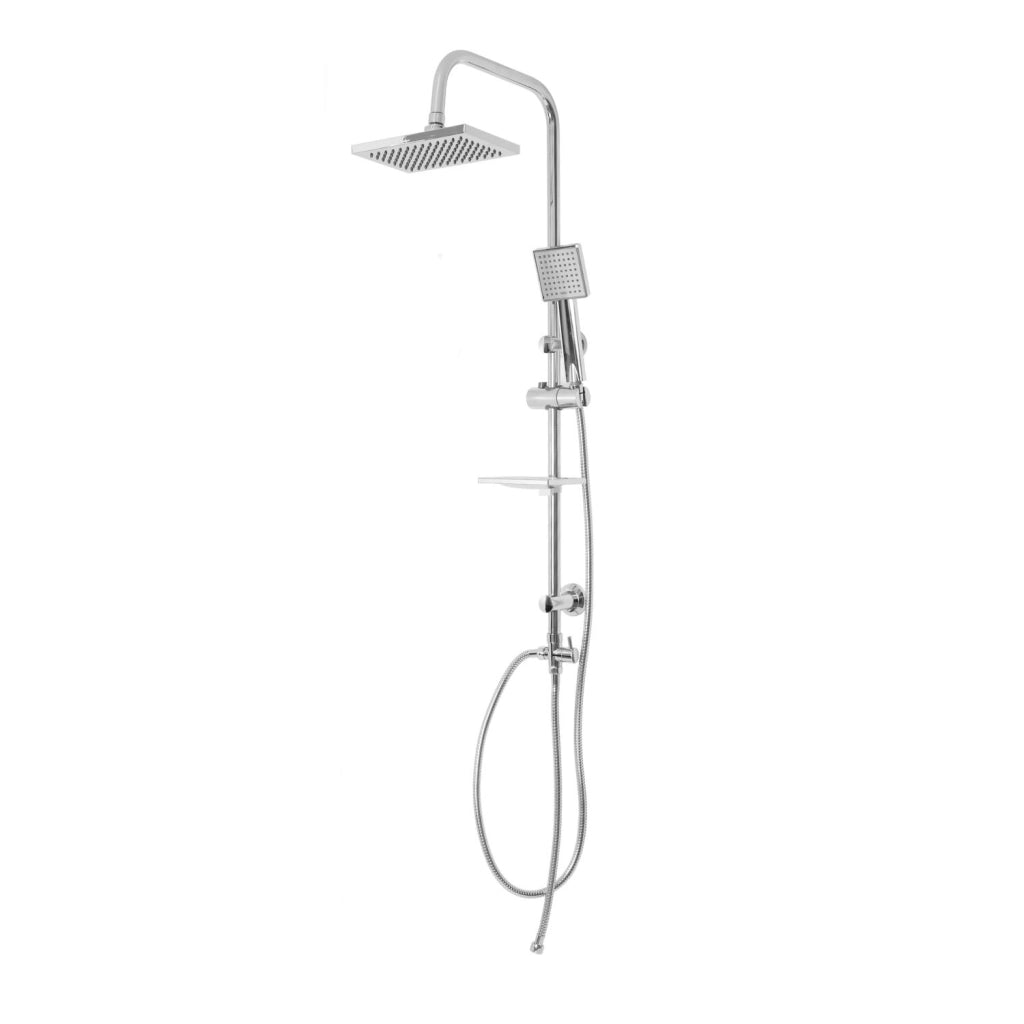 Colonna doccia attrezzata luna ottone cromato soffione e doccetta quadrati *** materiale staffe a parete abs, pezzi 1