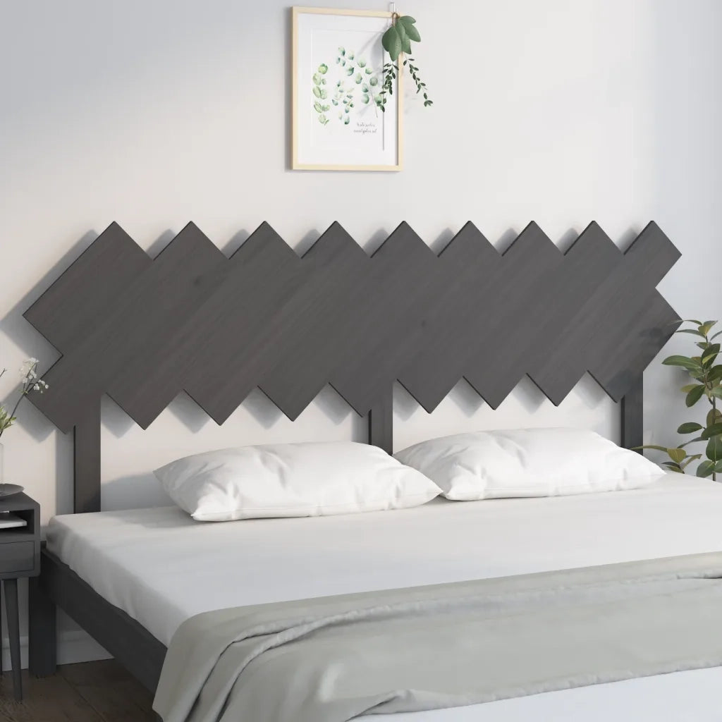 Testiera per Letto Grigio178x3x80,5cm in Legno Massello di Pino 819237
