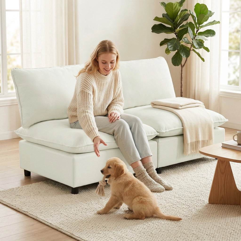 Divano 2 posti senza braccioli ¨C Minimal ¨C crema 146 cm