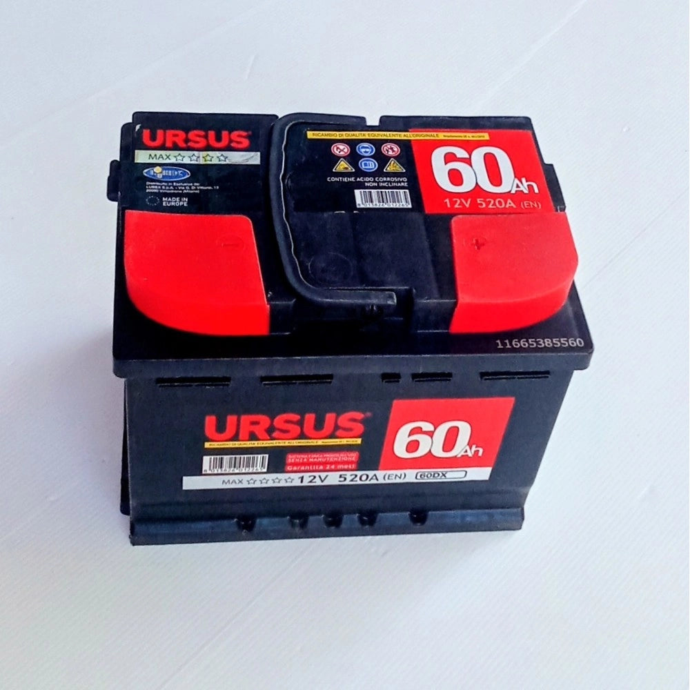 Ursus batteria auto da 60ah dx, 12v, spunto 520a, l 242 x p 175 x h 190mm