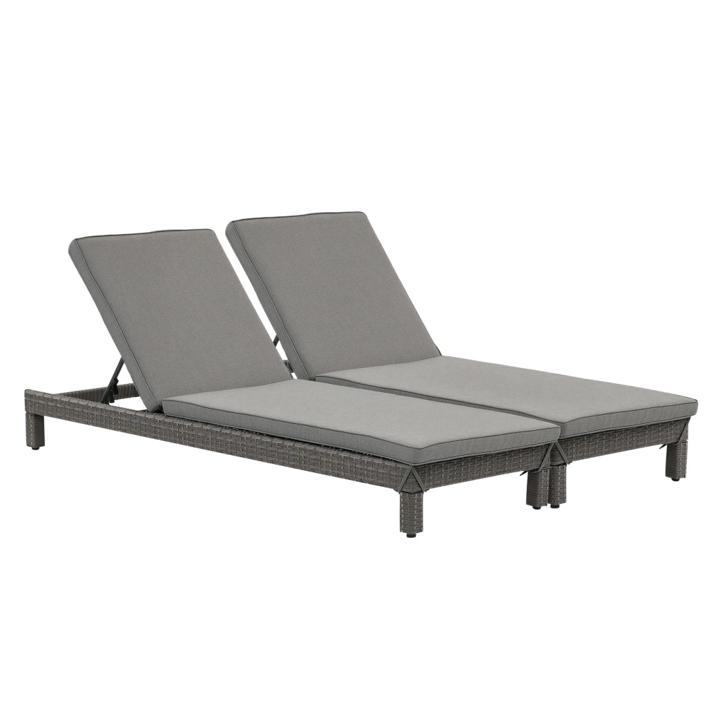 Set 2 Sdraio da Giardino ¨C Minimal ¨C Grigio con Cuscini Imbottiti