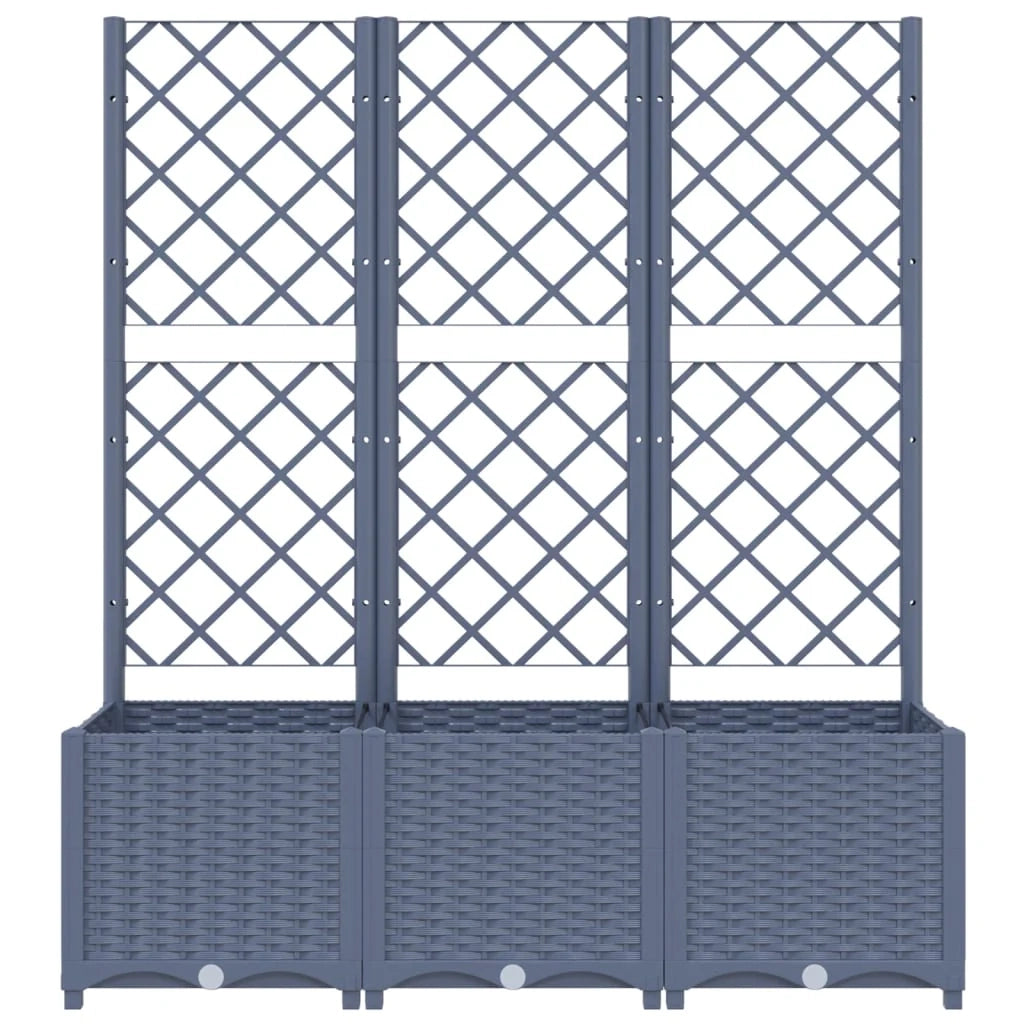 Fioriera rialzata con traliccio 120 x 40 x 136 cm PP grigio 02_0038235