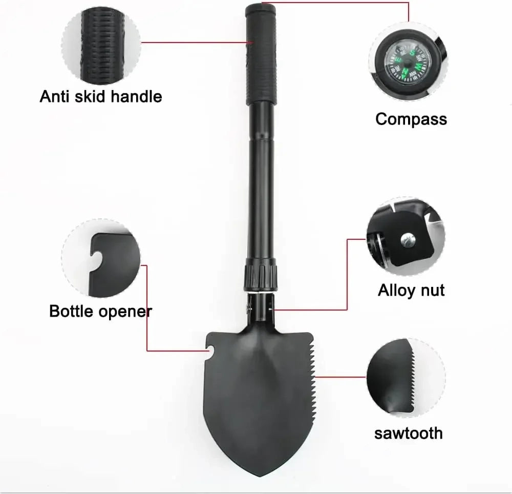 Pala pieghevole portatile multifunzione ¨C Xylo ¨C con bussola e custodia