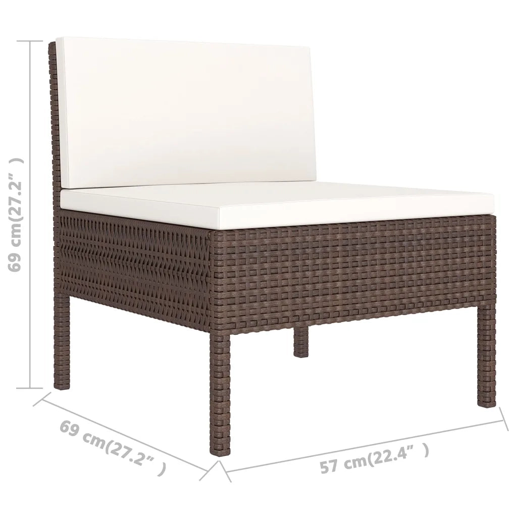 Set Divani da Giardino 6 pz con Cuscini in Polyrattan Marrone 3094371