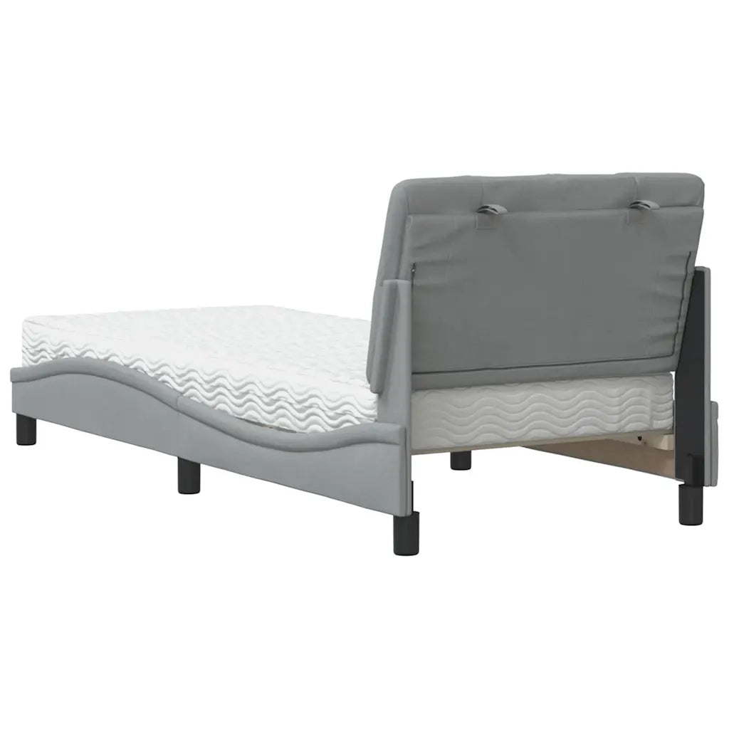 Letto con Materasso Grigio Chiaro 90x200 cm in Tessuto