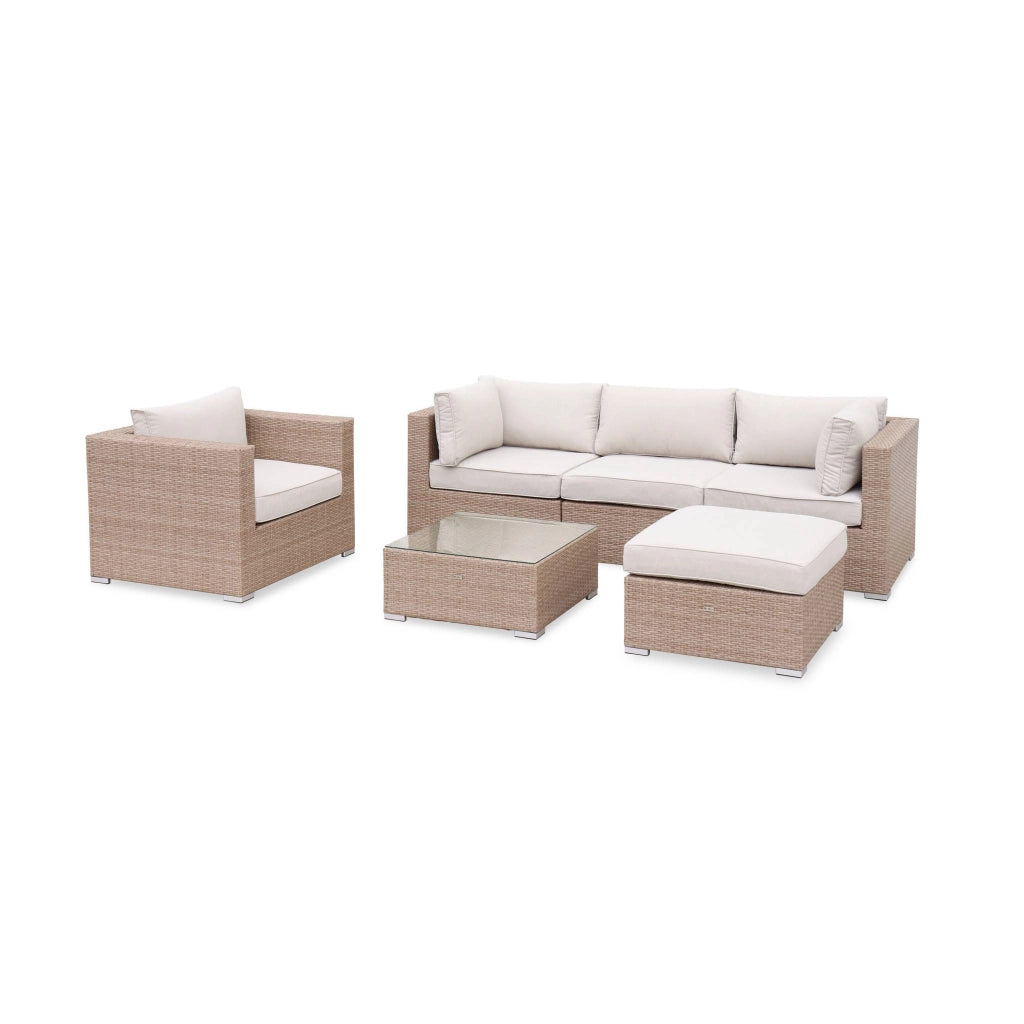 Salotto da giardino in resina intrecciata, 5 posti, beige