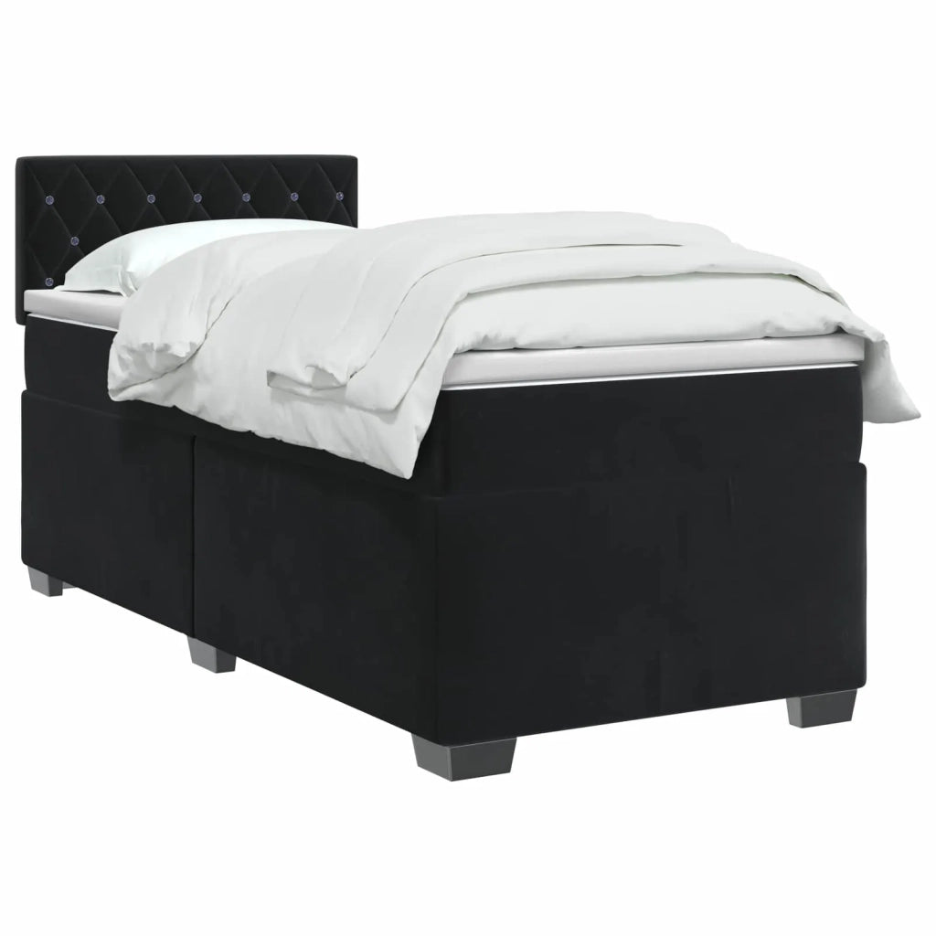 Letto box spring con materasso Nero 100 x 200 cm Velluto 3450652