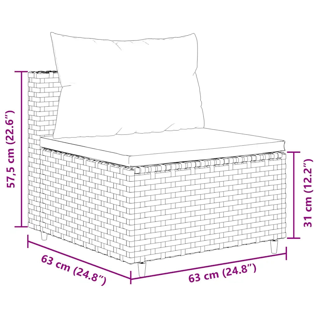 Set Mobili da Giardino 6pz con Cuscini in Polyrattan Marrone 3308109