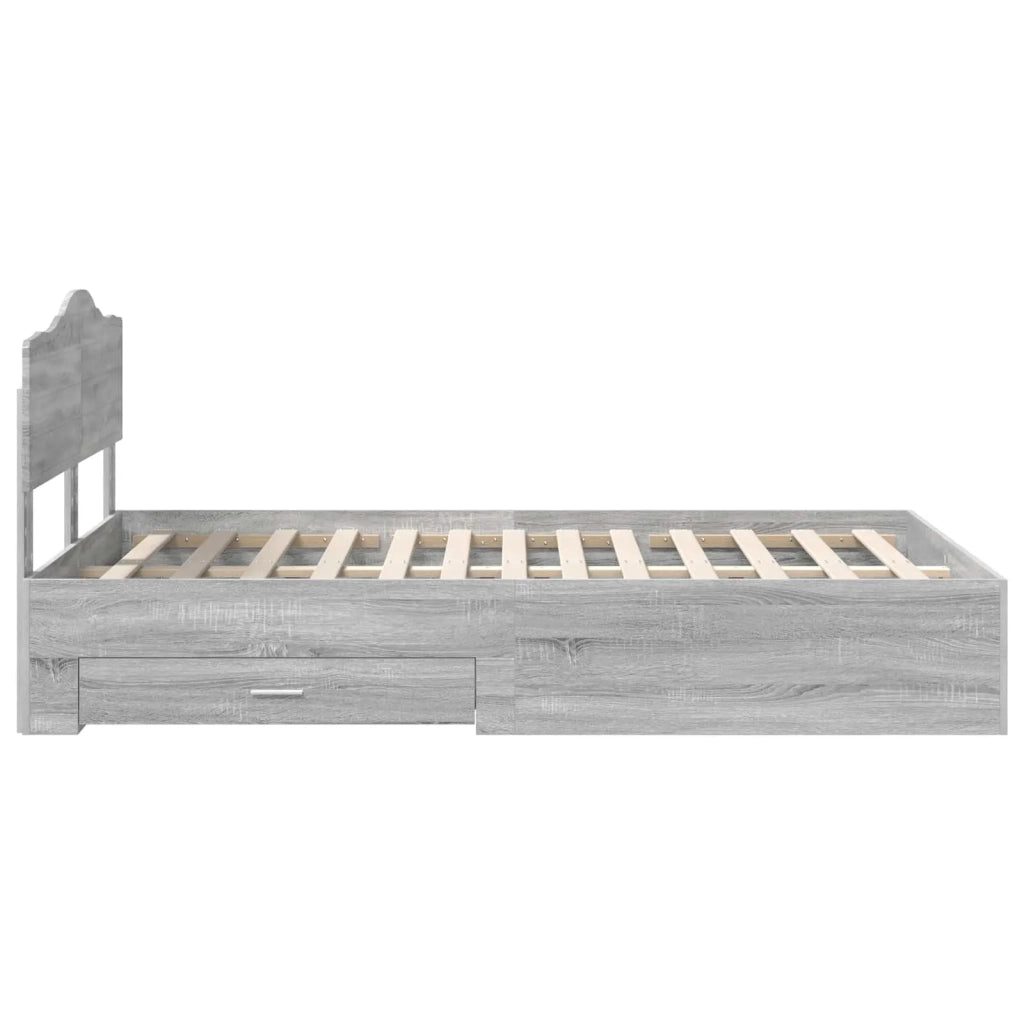 Letto matrimoniale | Letto per adulti | Struttura del letto con testiera Grigio Sonoma 120 x 200 cm