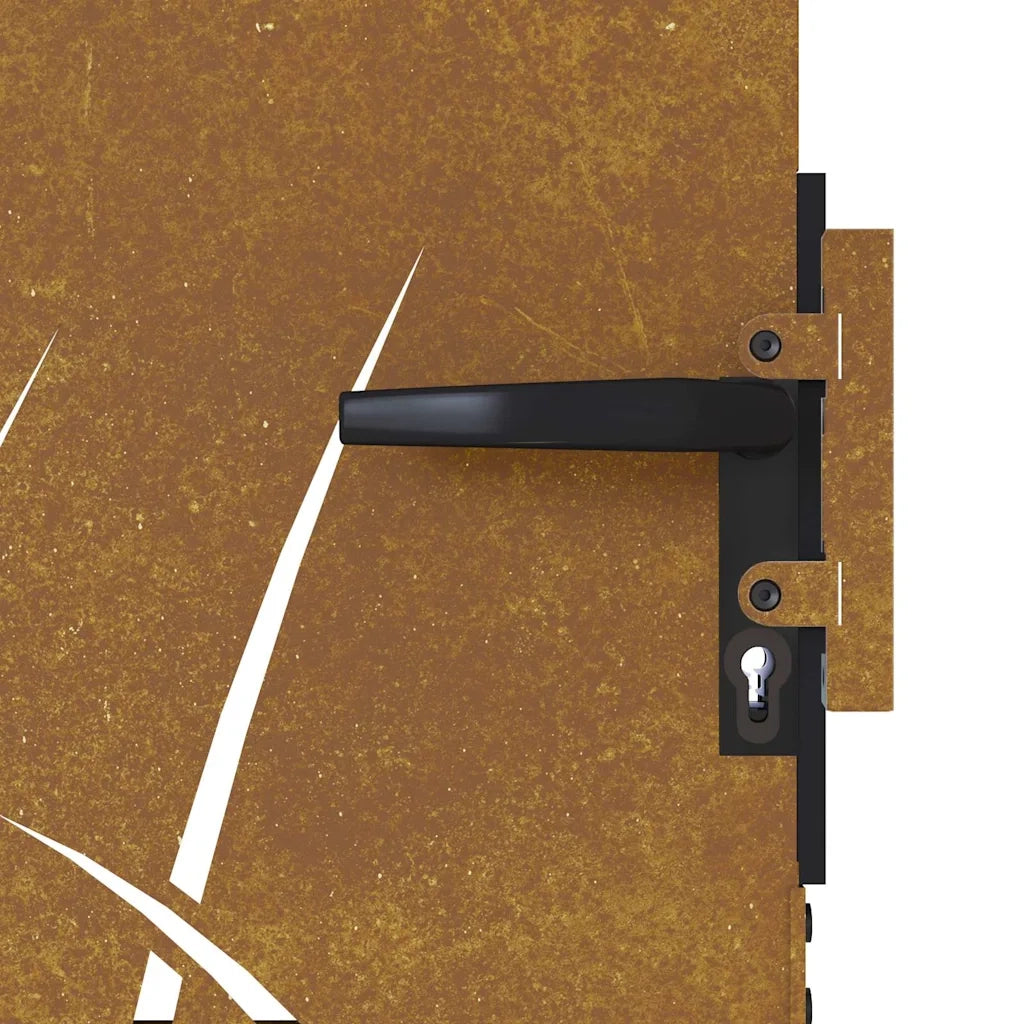 Cancello da giardino 100x150 cm in acciaio Corten con design erba 153229