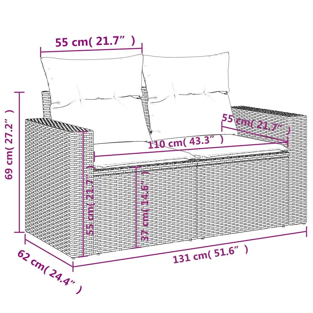 Set Divani da Giardino 10pz con Cuscini in Polyrattan Marrone 3219423