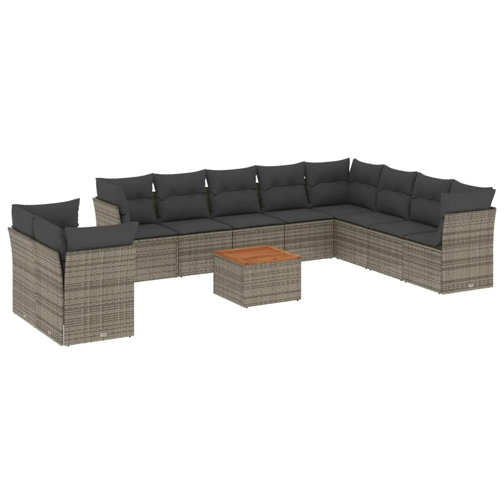 Set Divani da Giardino 11 pz con Cuscini in Polyrattan Grigio 3256053