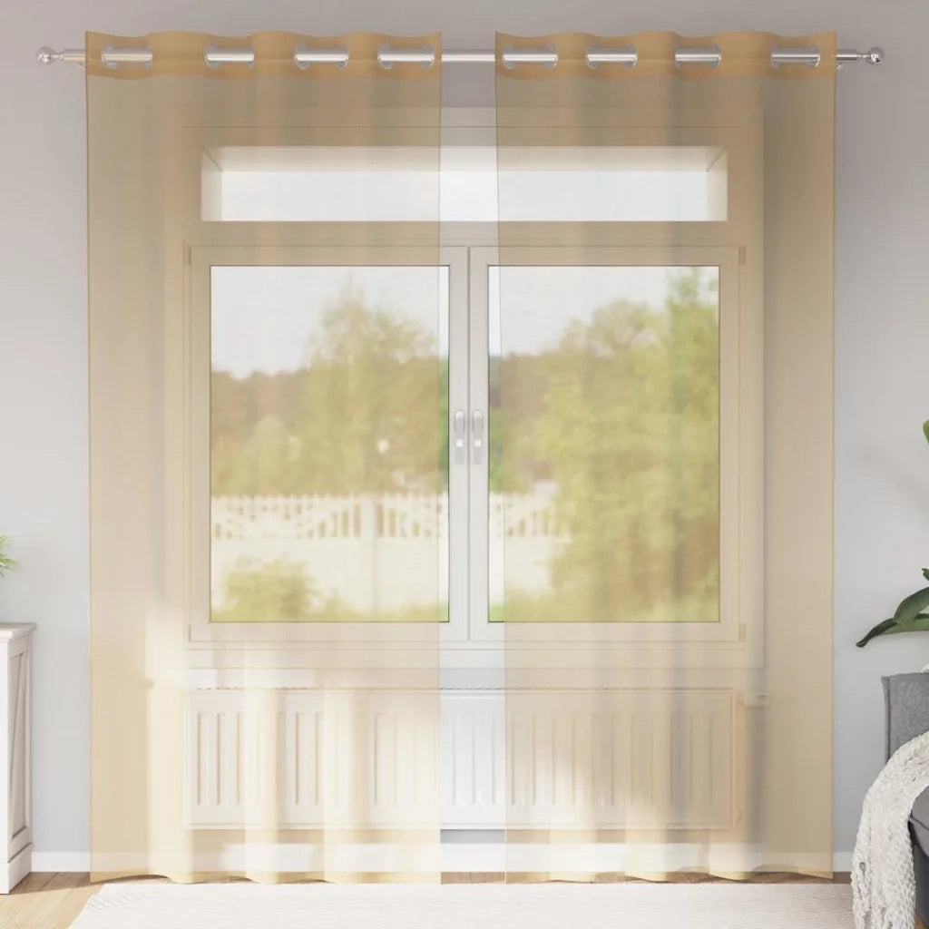 Tende in Voile con Occhielli 2 pz Sabbia 4102121